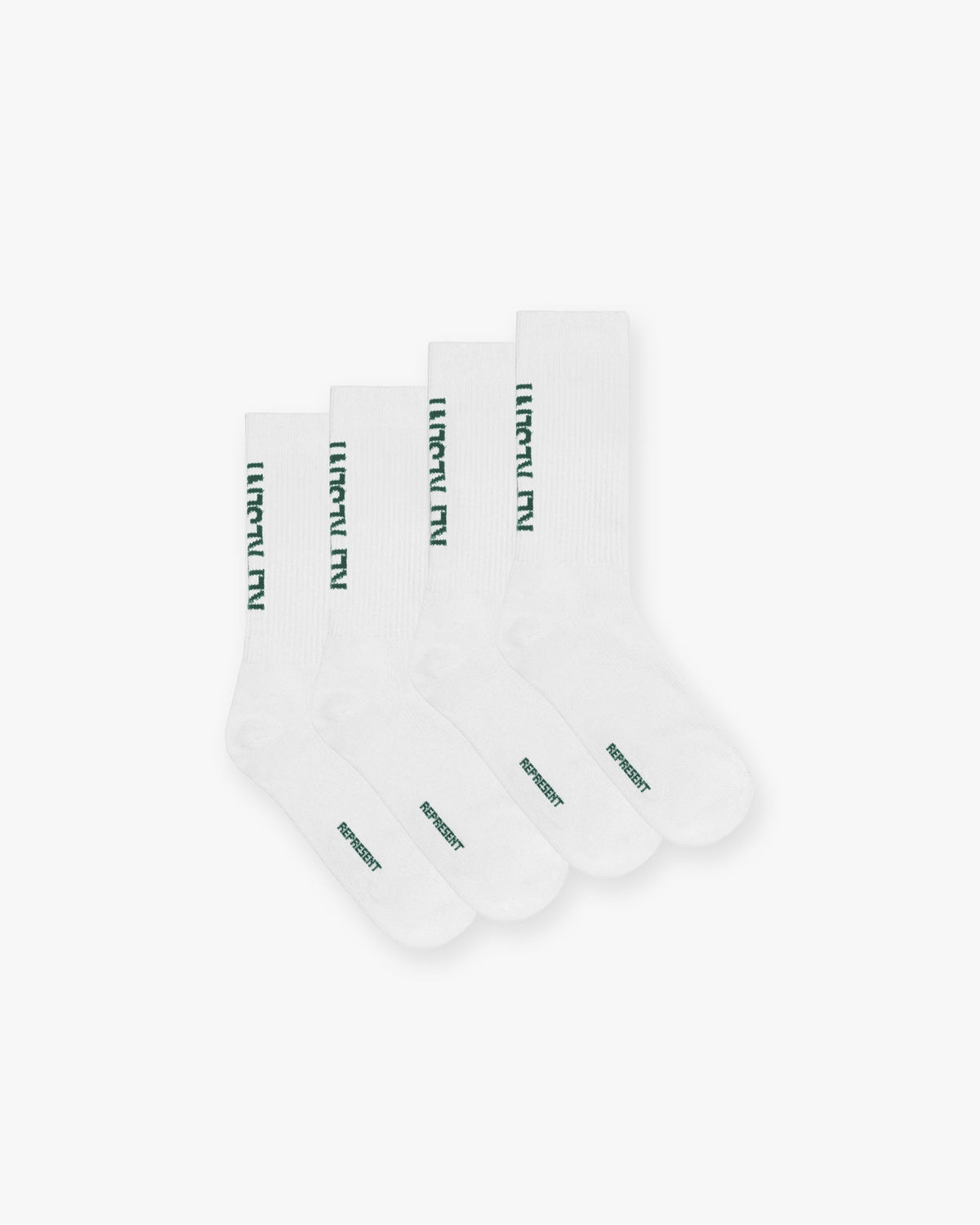 REPRESENT Represent Logo Socks 2 Pack - Flat White Forest Green