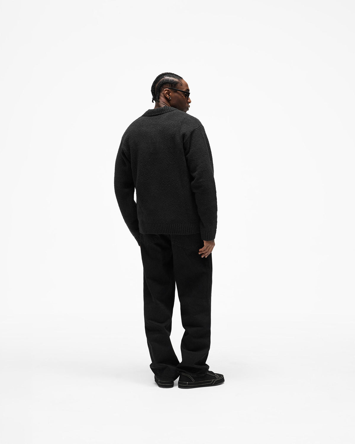REPRESENT Knitted Boucle Polo - Jet Black
