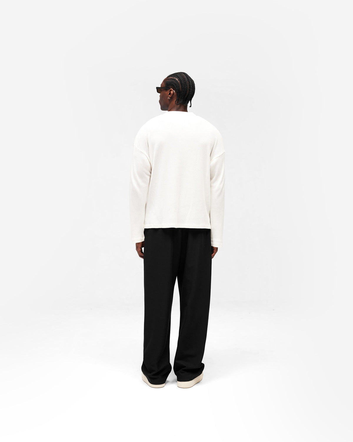 REPRESENT Initial Henley Waffle Long Sleeve T-Shirt - Flat White