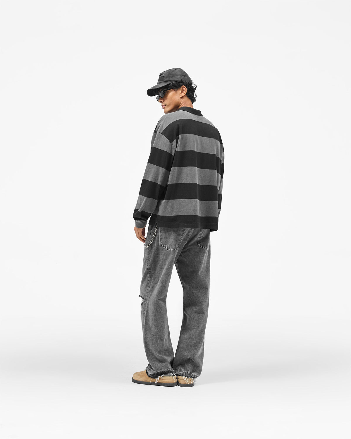 REPRESENT Represent Owners Club Rugby Stripe Top - Weathered Black