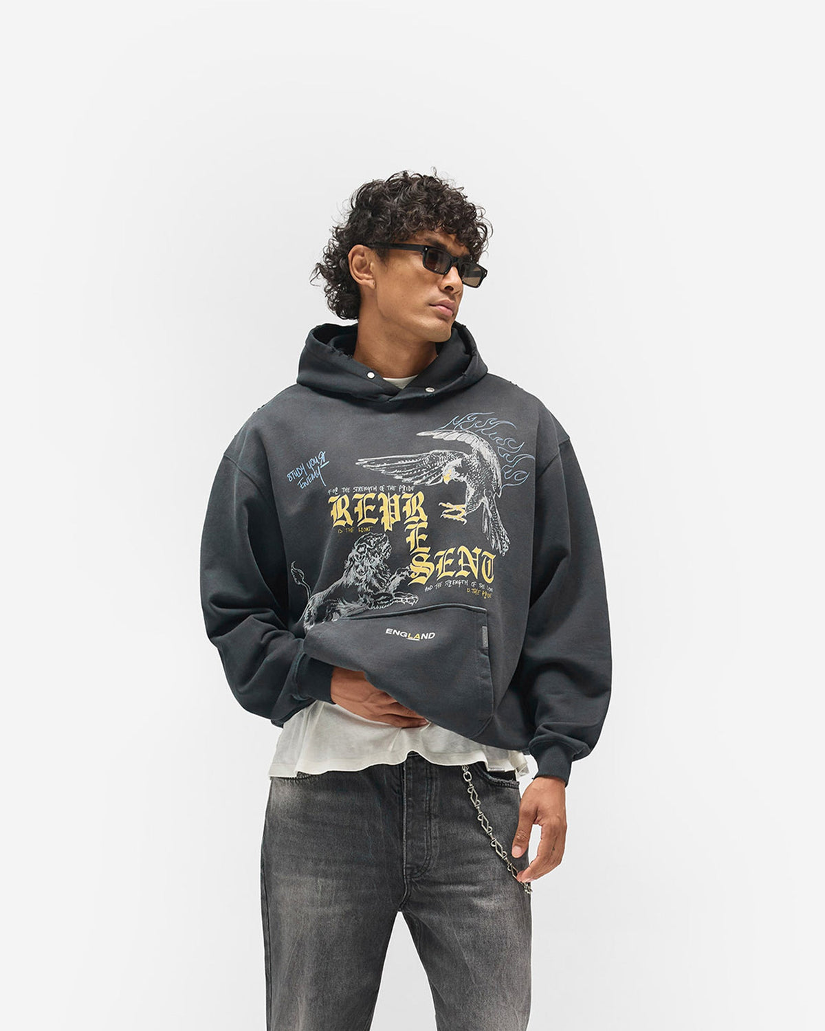 REPRESENT Enemy Hoodie - Washed Black