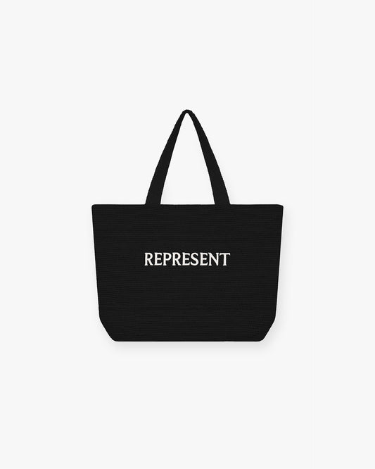 REPRESENT Raffia Tote Bag - Jet Black