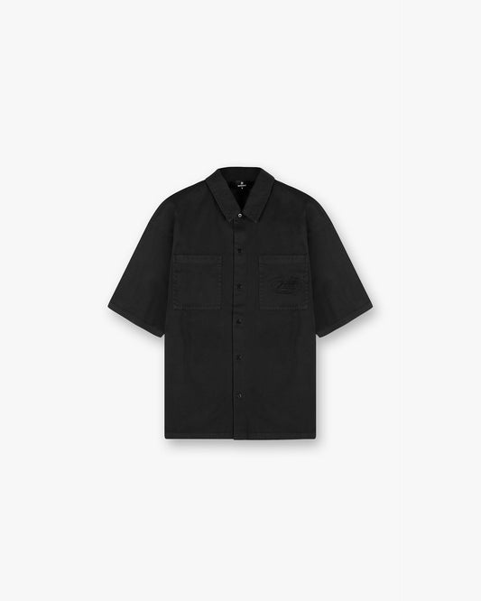 REPRESENT Short Sleeve Cotton Overshirt - Washed Black