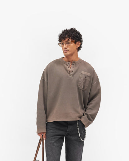 REPRESENT Heavyweight Henley Sweater - Vintage Falcon