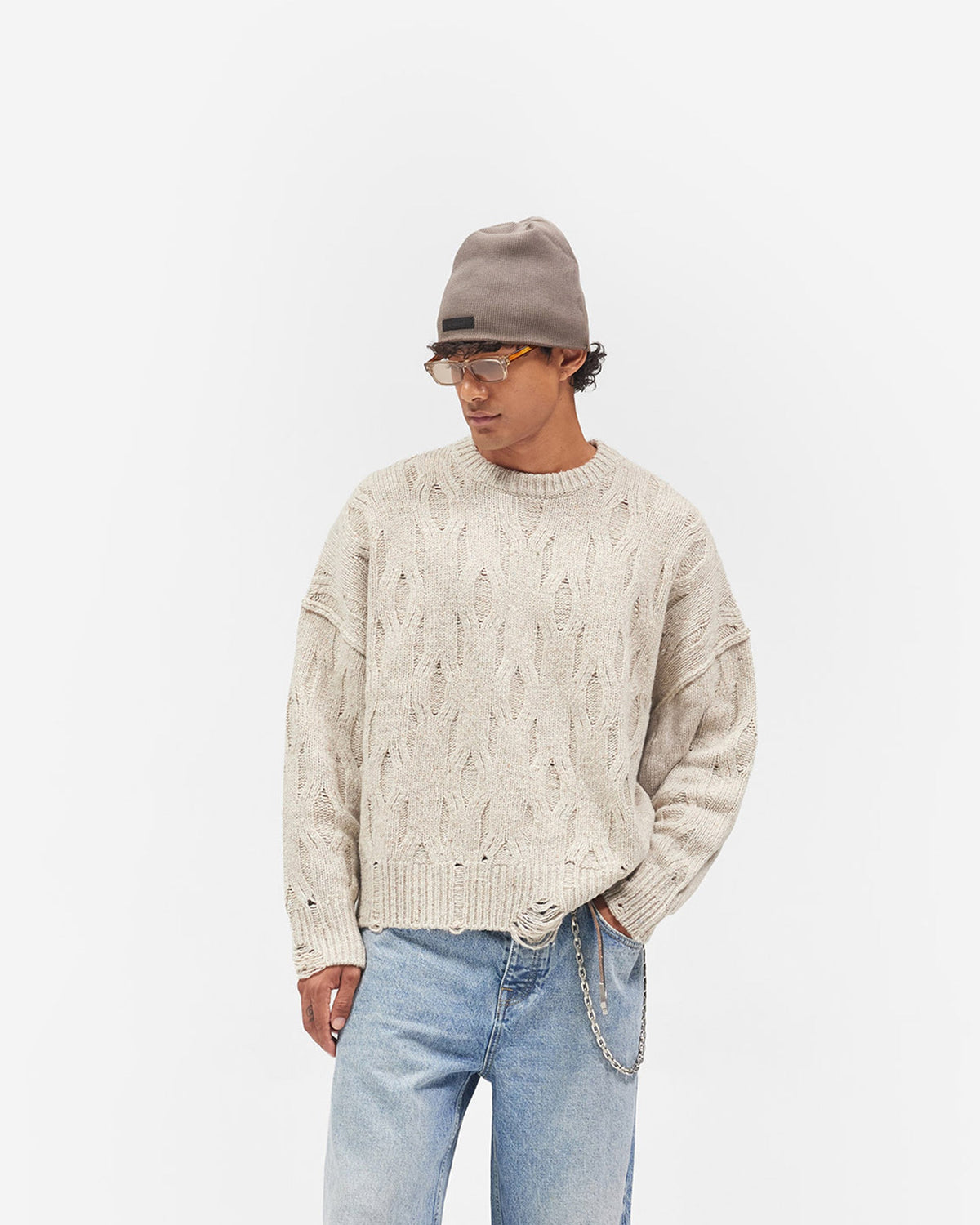 REPRESENT Distress Knit Sweater - Taupe