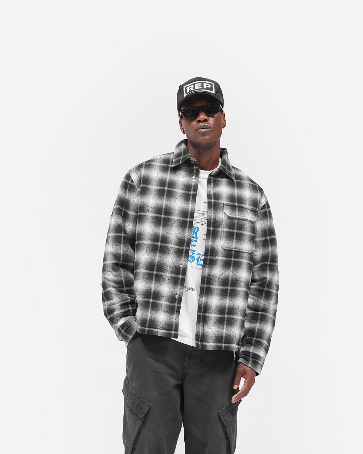 REPRESENT Logo Quilted Shirt - Black