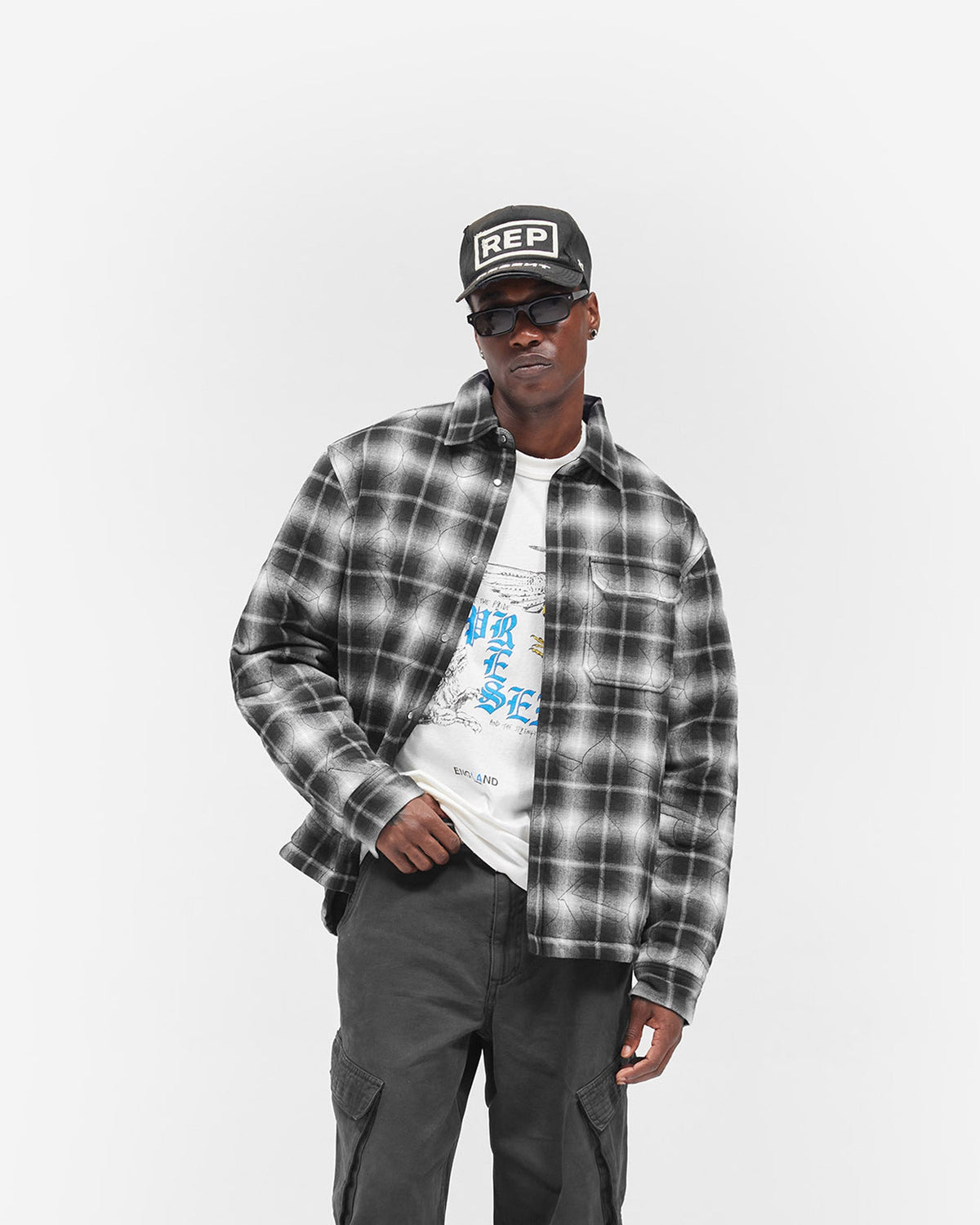 REPRESENT Logo Quilted Shirt - Black
