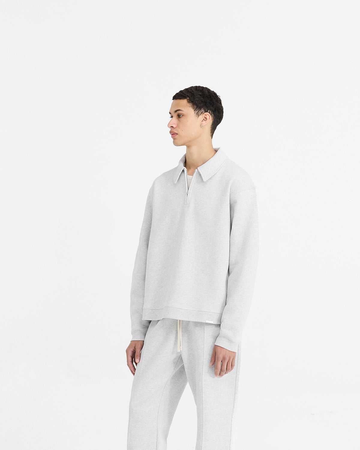 REPRESENT Initial Boxy Quarter Zip - Ice Grey Marl