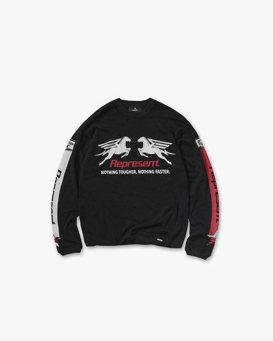 REPRESENT Mesh Pegasus Long Sleeve T-Shirt - Jet Black