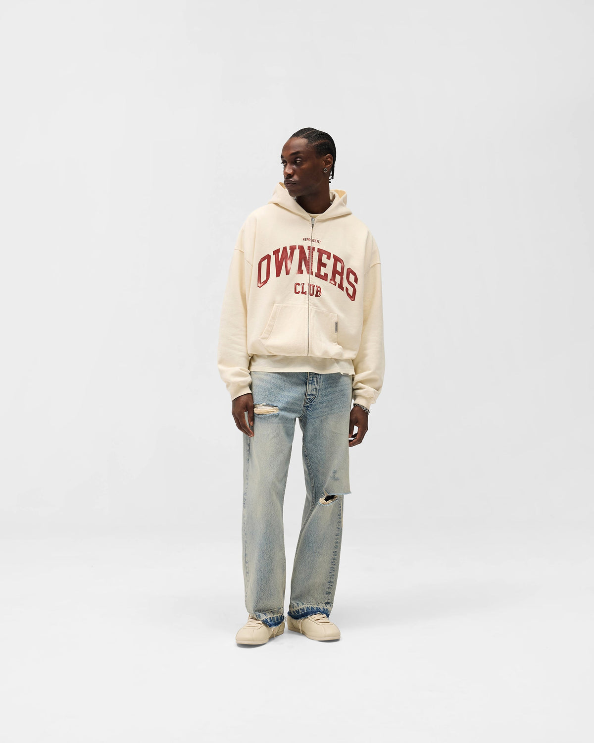 REPRESENT Represent Owners Club Zip Through Hoodie - Buttercream