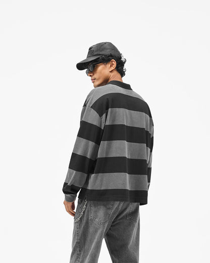 REPRESENT Represent Owners Club Rugby Stripe Top - Weathered Black
