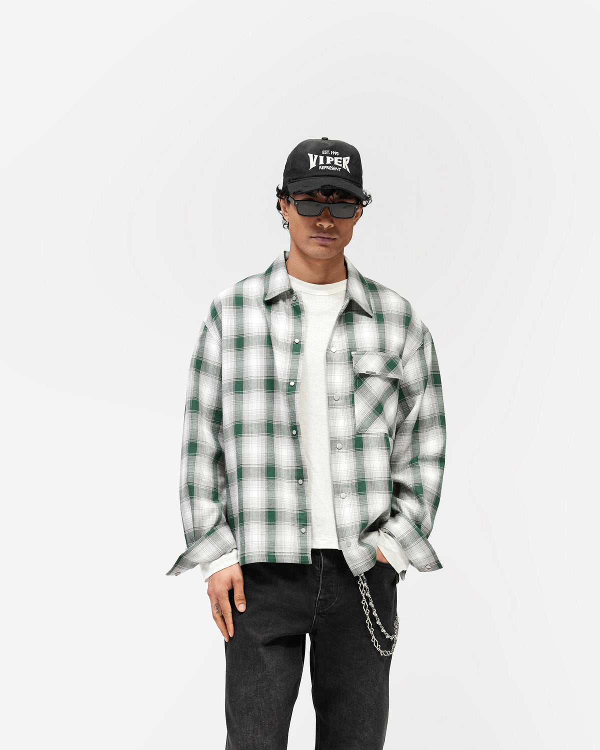 REPRESENT Waffle Flannel - Dark Green