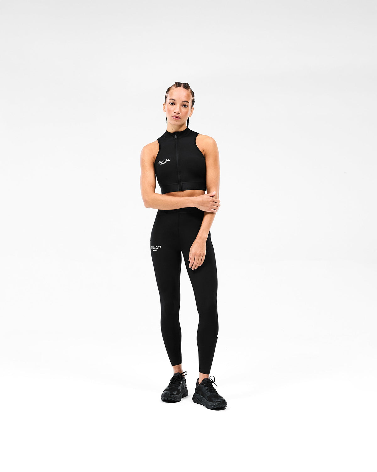REPRESENT 247 Zip Front Performance Crop - Black