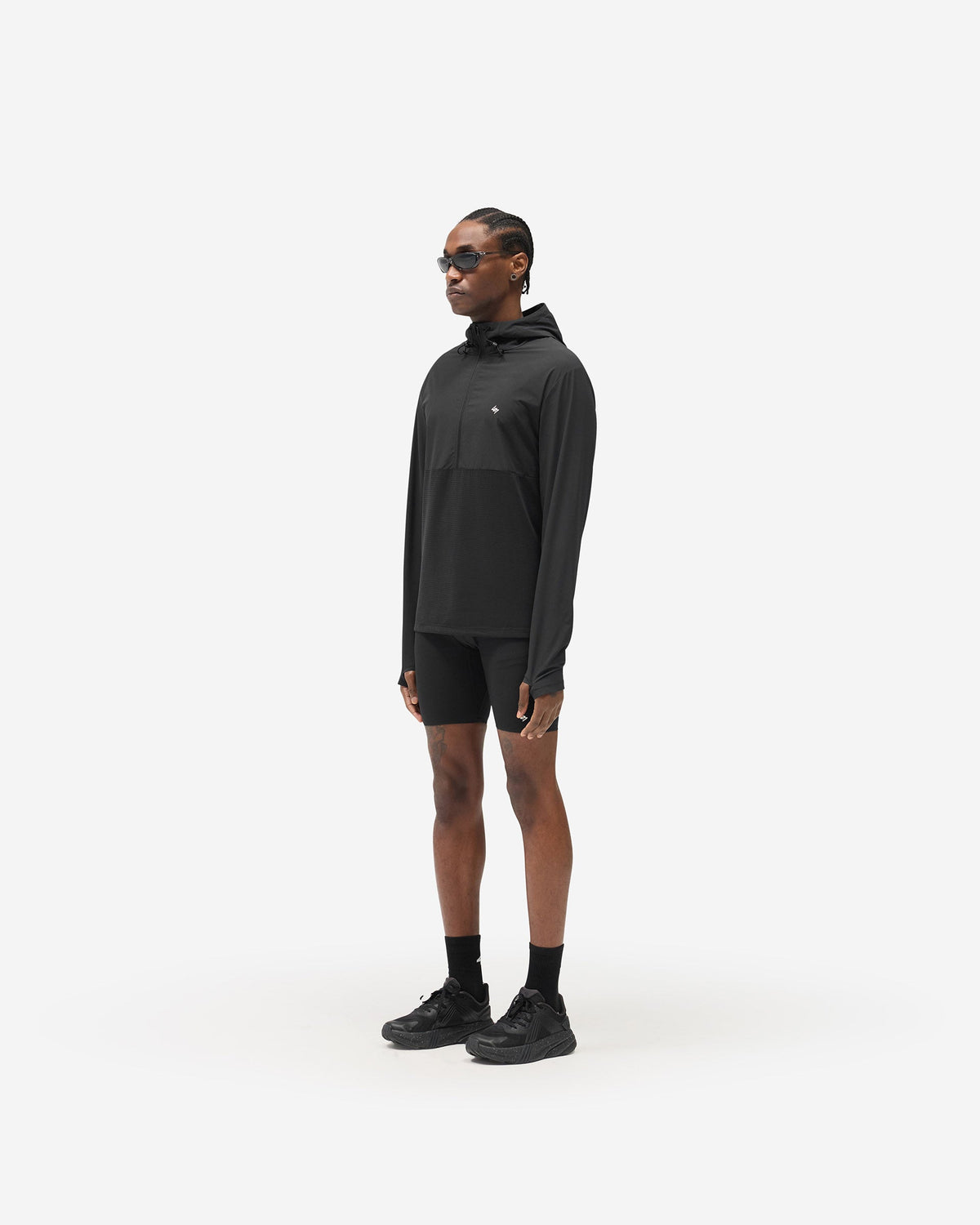REPRESENT 247 Hooded Quarter Zip - Black