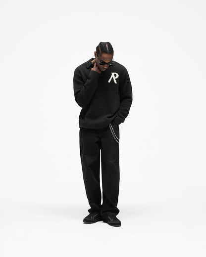 REPRESENT Knitted Boucle Polo - Jet Black