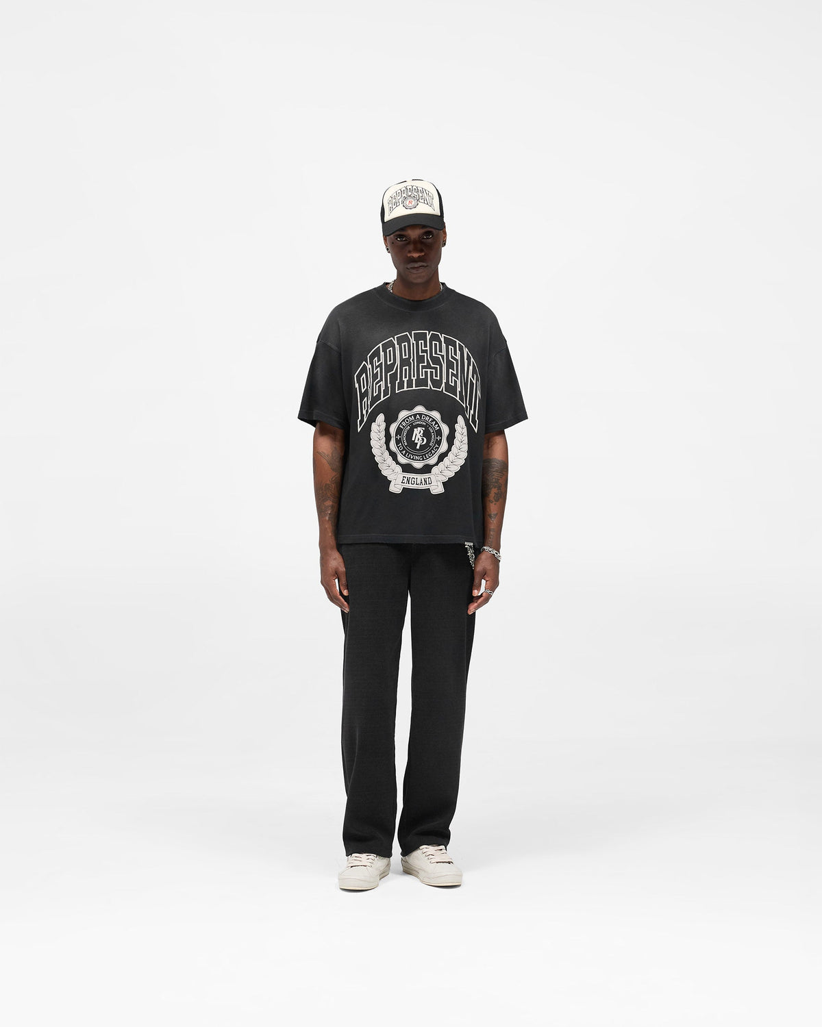 REPRESENT Legacy Crest T-Shirt - Stained Black