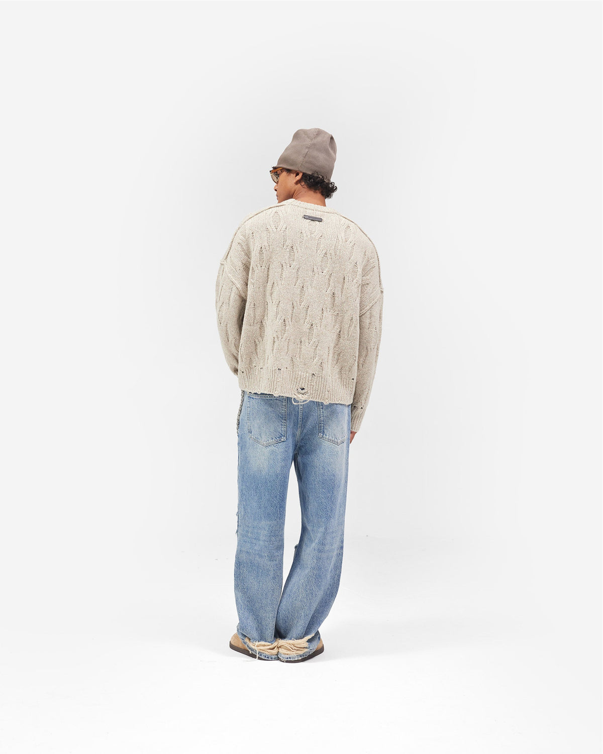 REPRESENT Distress Knit Sweater - Taupe
