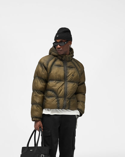 REPRESENT Translucent Hooded Puffer - Dark Olive