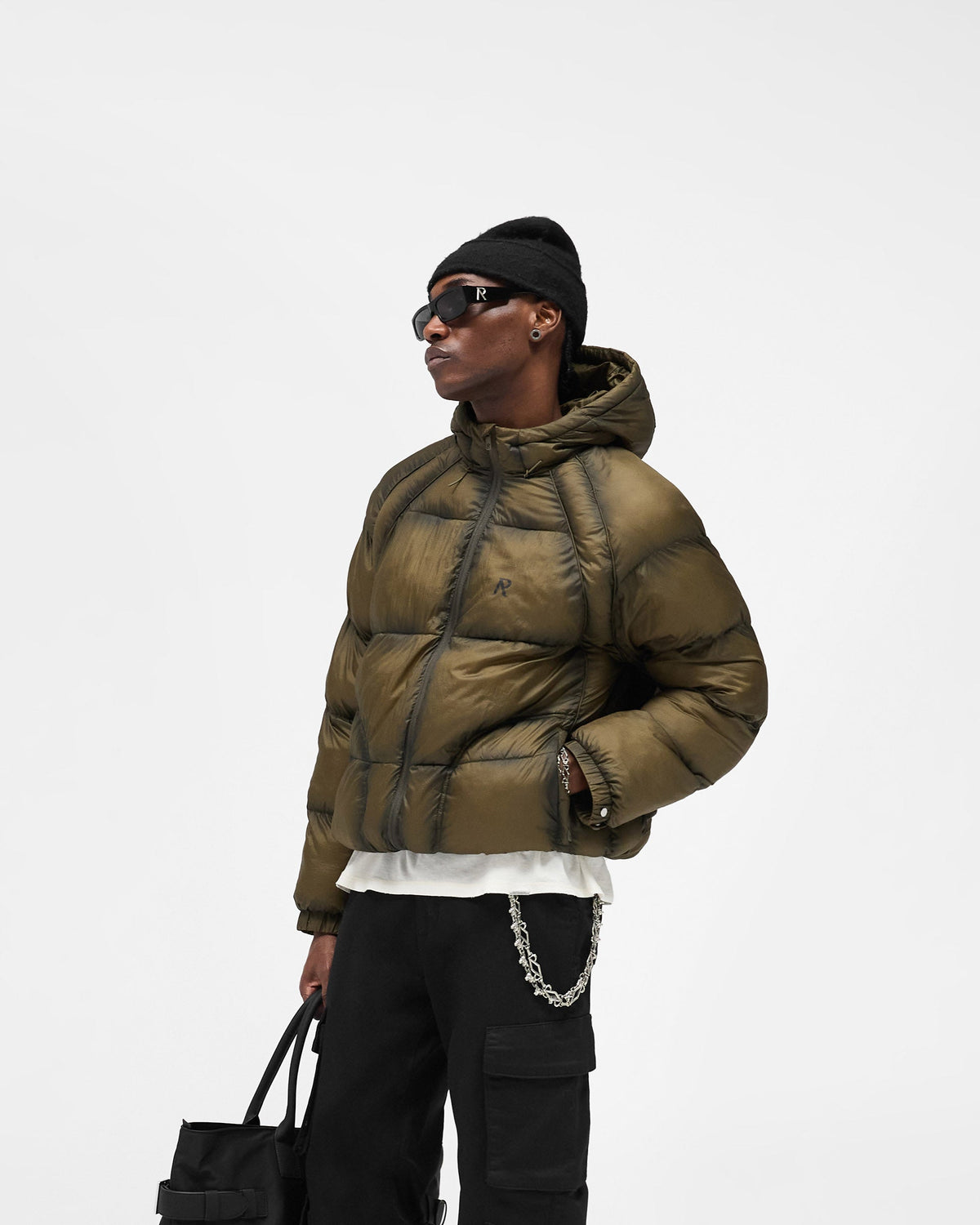 REPRESENT Translucent Hooded Puffer - Dark Olive