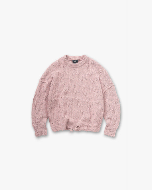 REPRESENT Distress Knit Sweater - Washed Pink