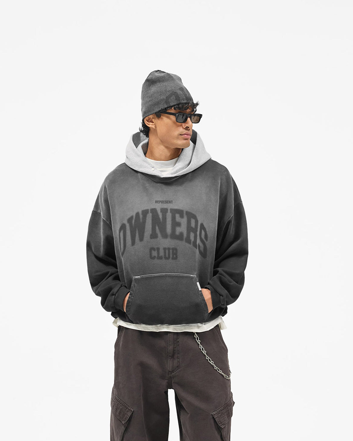 REPRESENT Represent Owners Club Contrast Hoodie - Weathered Black