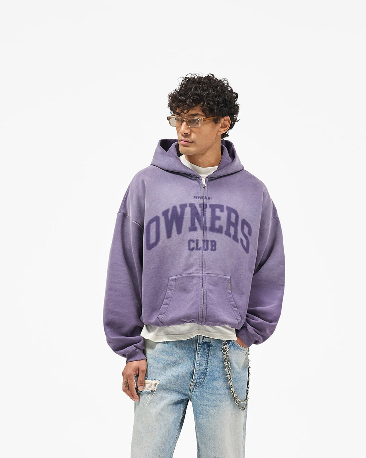 REPRESENT Represent Owners Club Zip Through Hoodie - Deep Purple