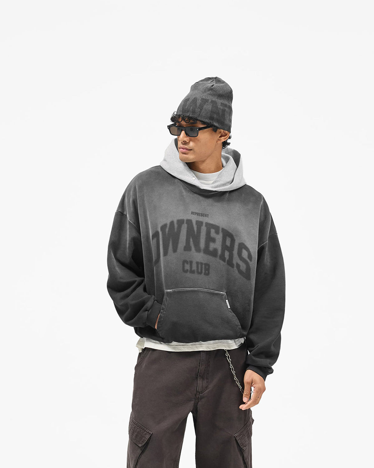 REPRESENT Represent Owners Club Contrast Hoodie - Weathered Black