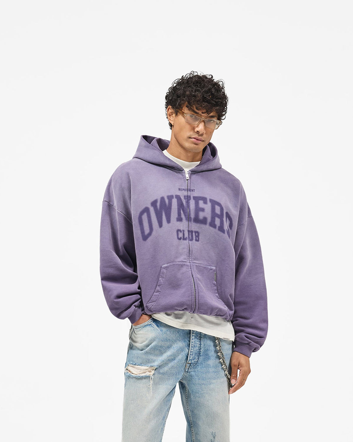 REPRESENT Represent Owners Club Zip Through Hoodie - Deep Purple