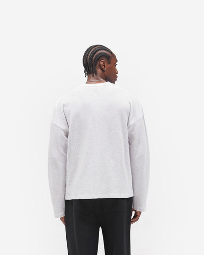 REPRESENT Initial Henley Waffle Long Sleeve T-Shirt - Ice Grey Marl