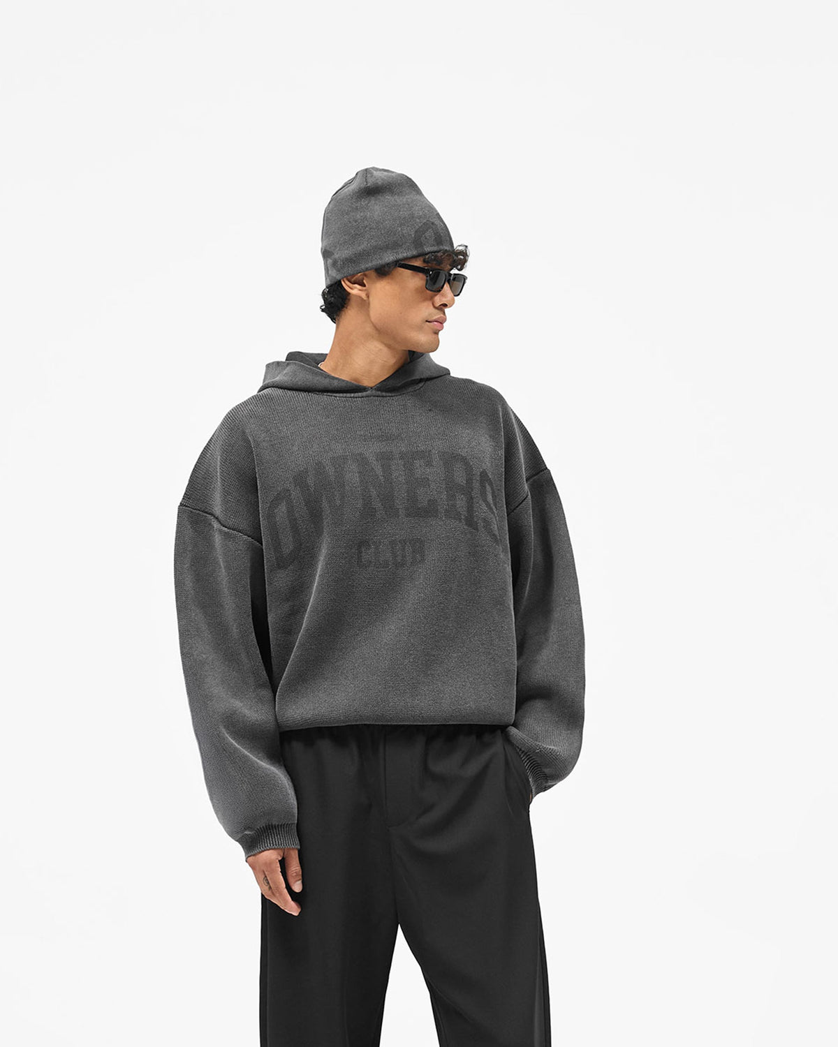 REPRESENT Represent Owners Club Knitted Hoodie - Weathered Black