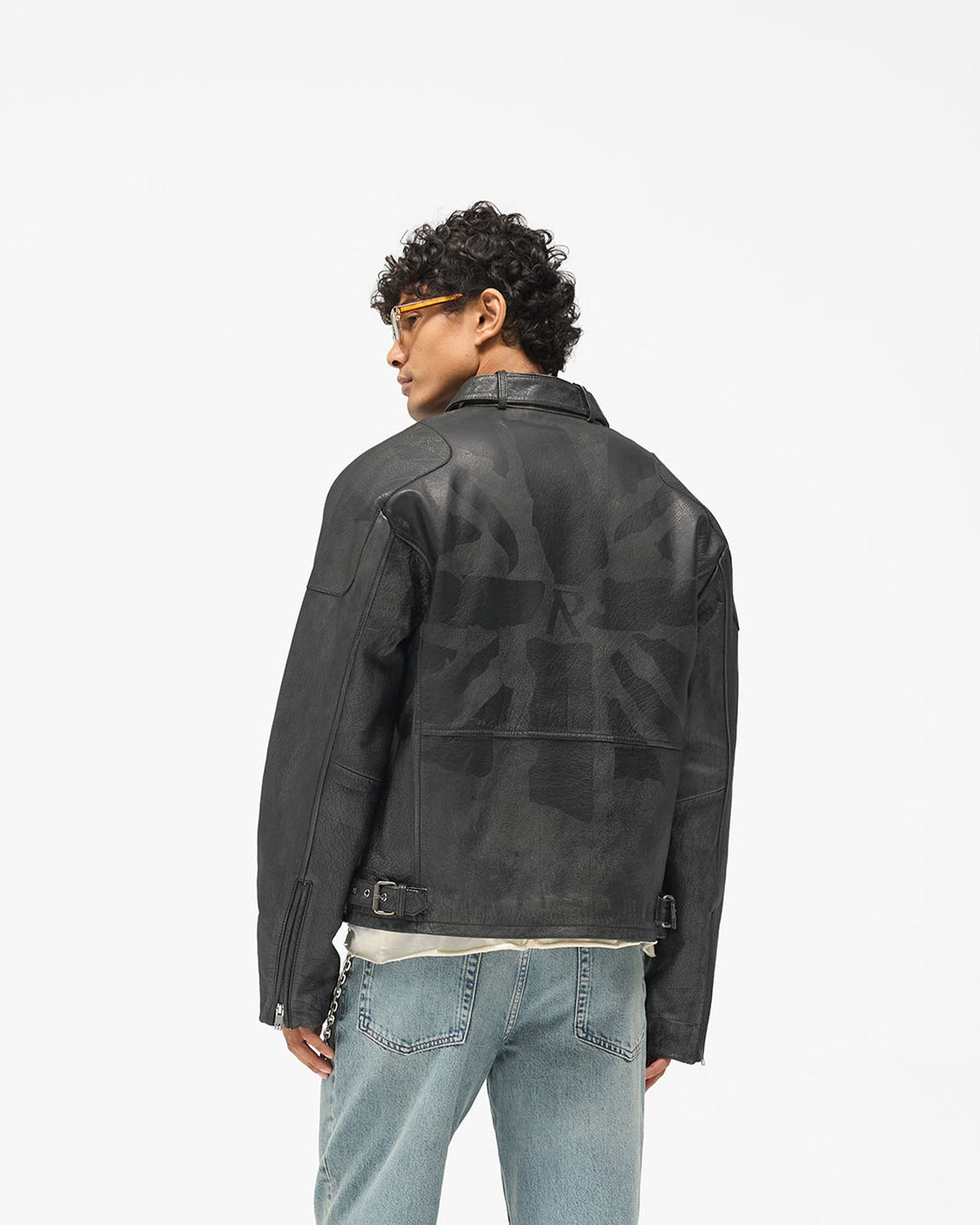 REPRESENT Flag Leather Bomber - Black