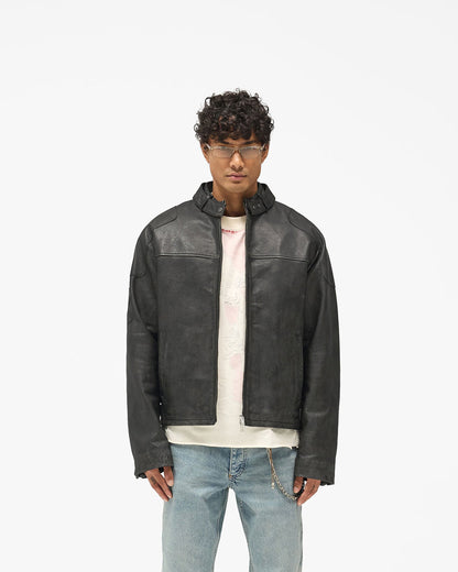 REPRESENT Flag Leather Bomber - Black