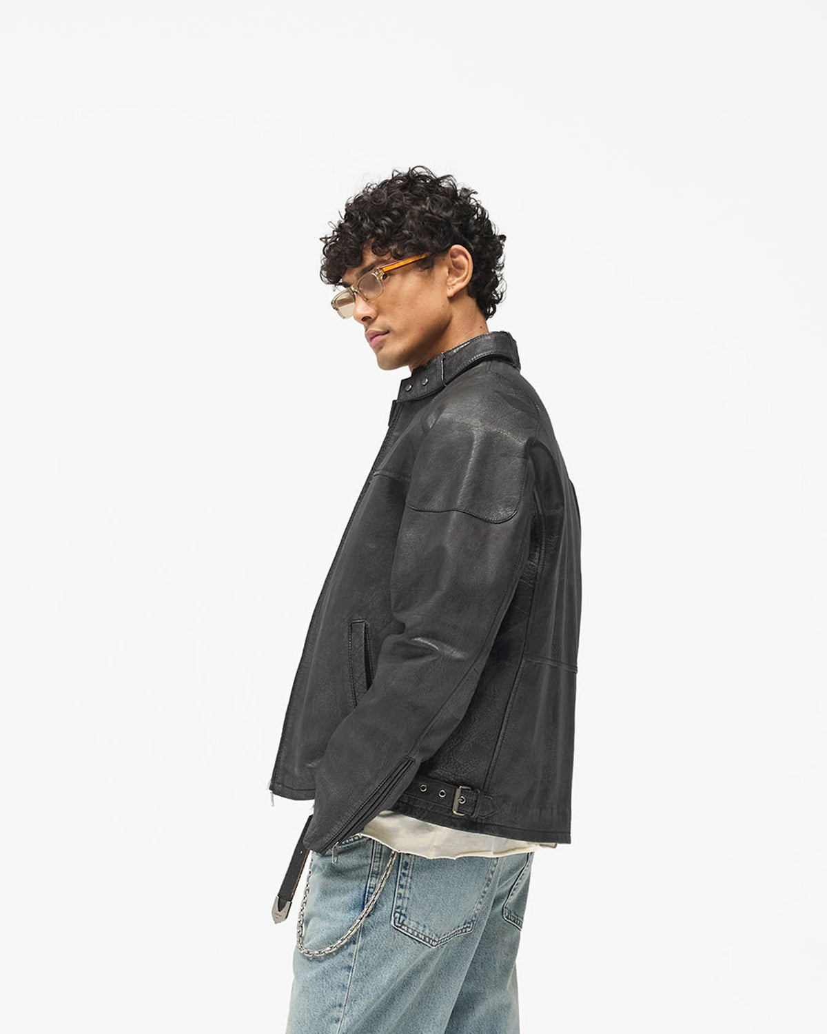 REPRESENT Flag Leather Bomber - Black