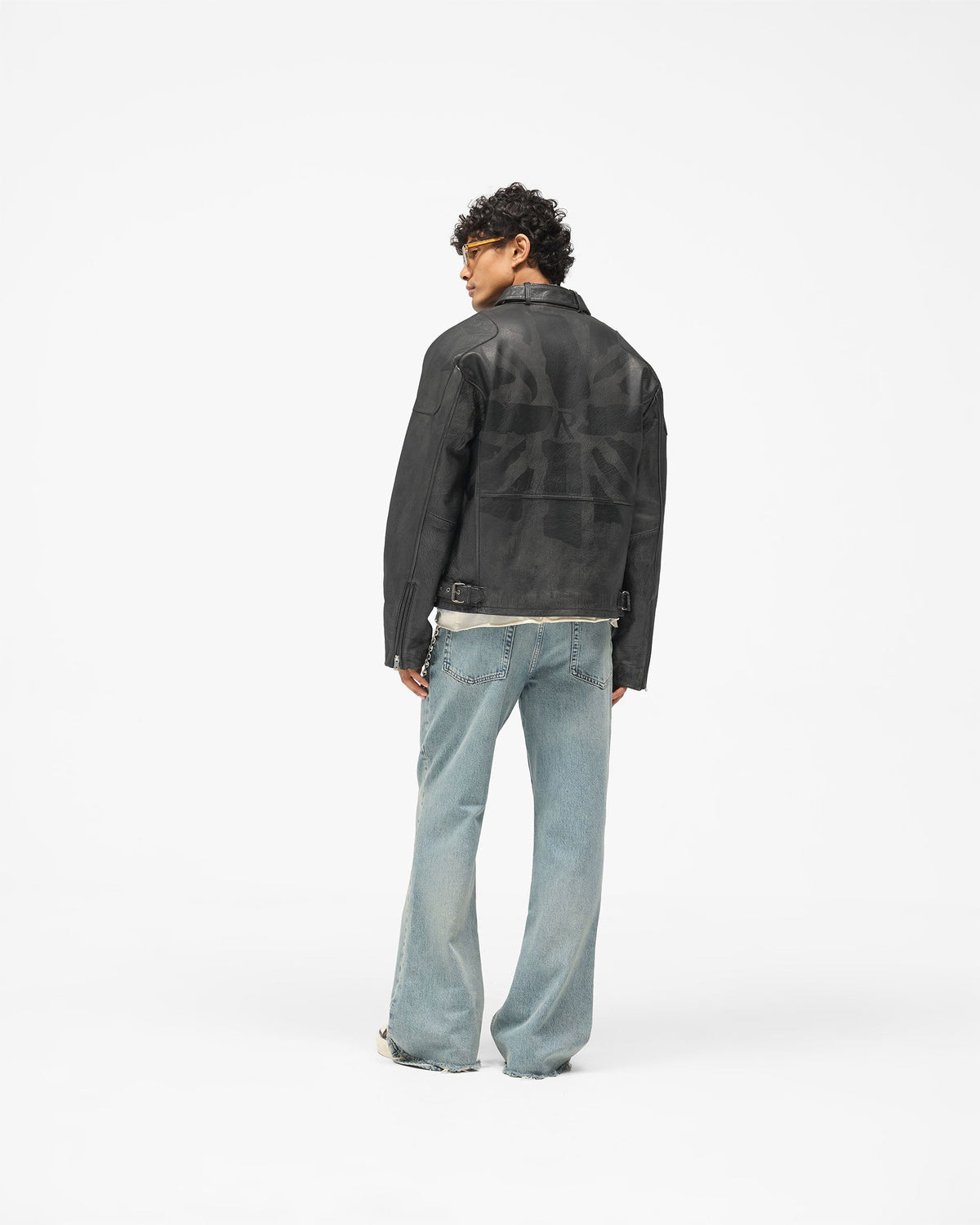 REPRESENT Flag Leather Bomber - Black