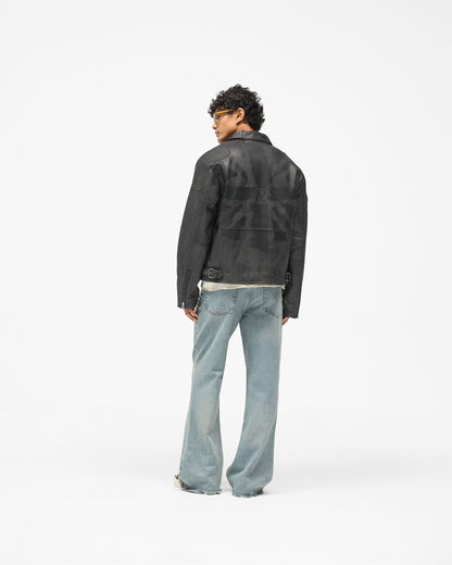 REPRESENT Flag Leather Bomber - Black