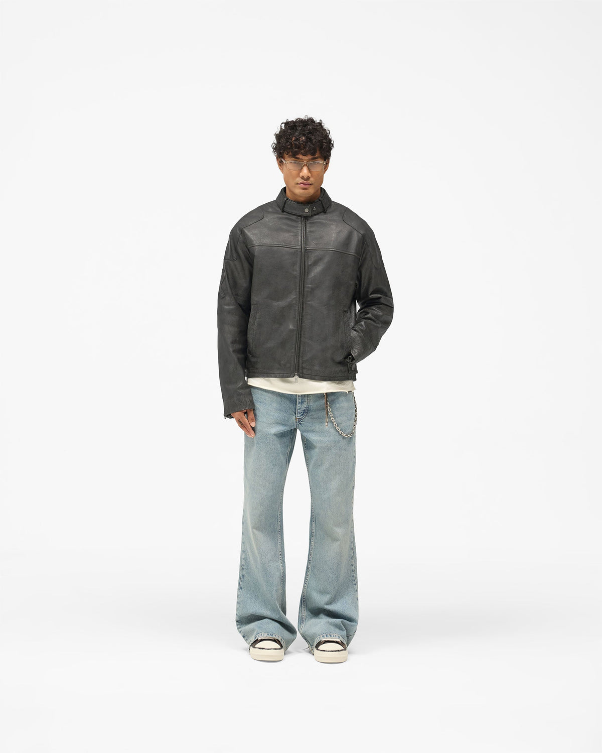 REPRESENT Flag Leather Bomber - Black