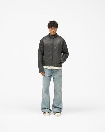 REPRESENT Flag Leather Bomber - Black