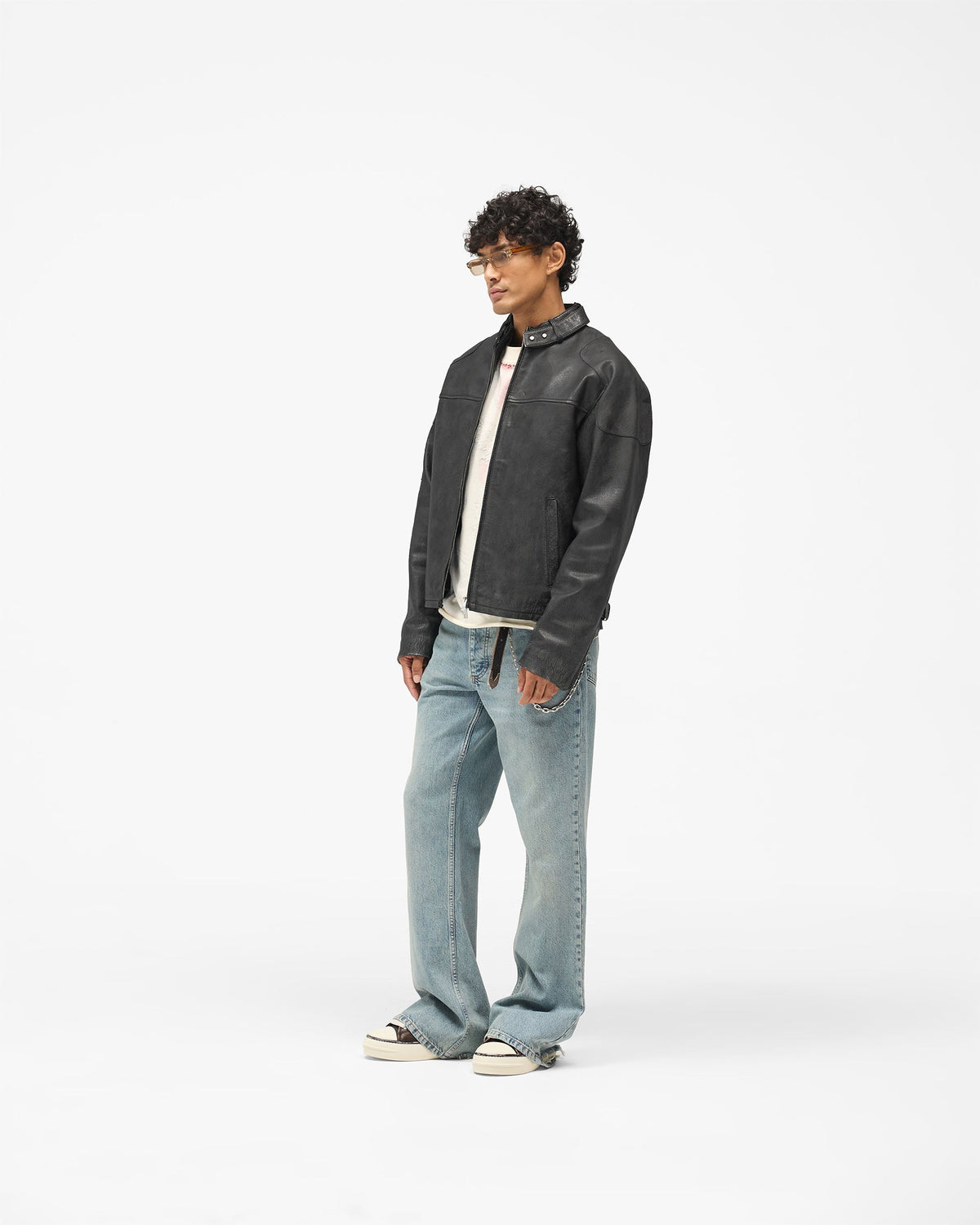 REPRESENT Flag Leather Bomber - Black
