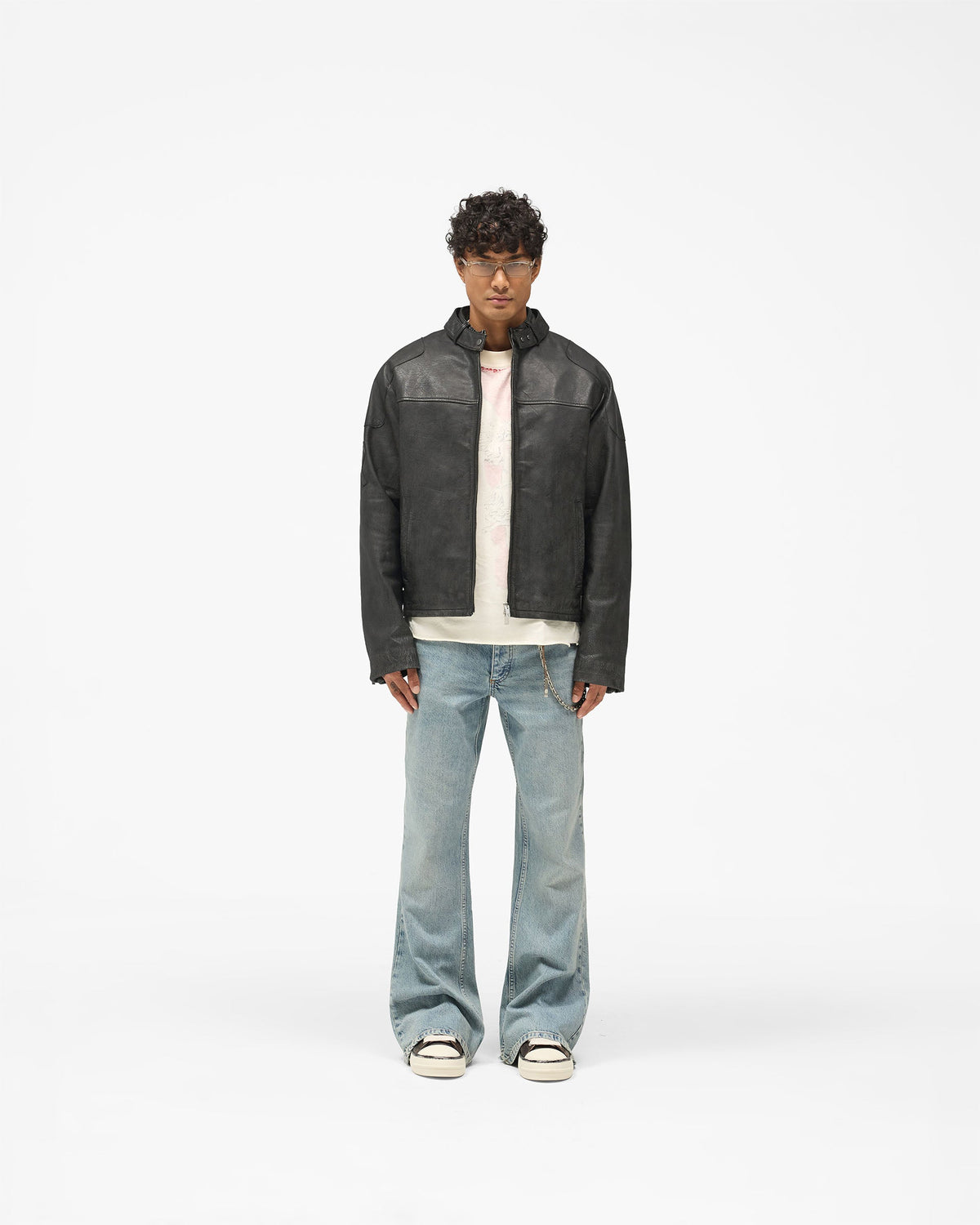 REPRESENT Flag Leather Bomber - Black