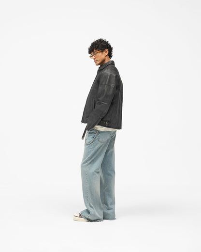 REPRESENT Flag Leather Bomber - Black