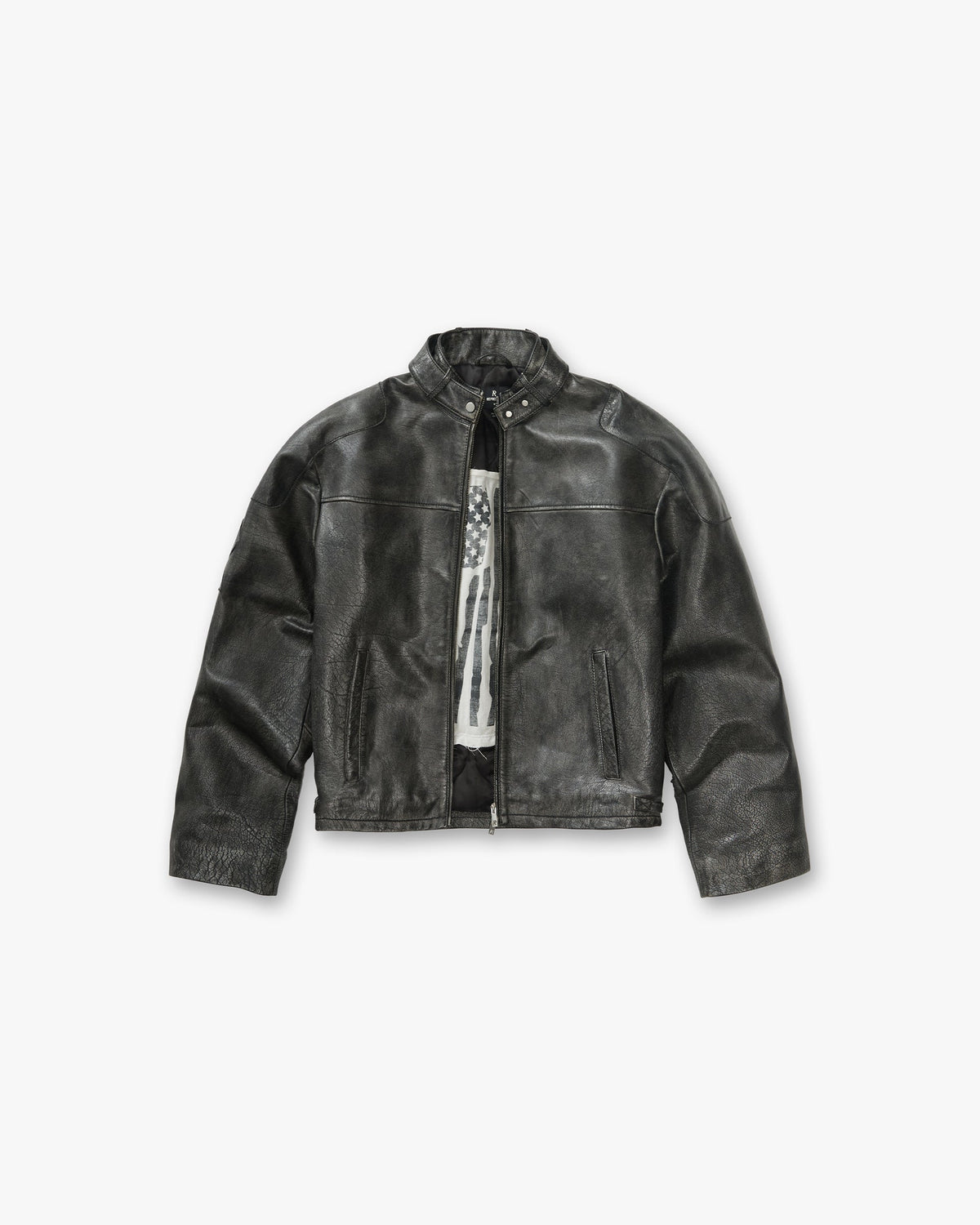 REPRESENT Flag Leather Bomber - Black