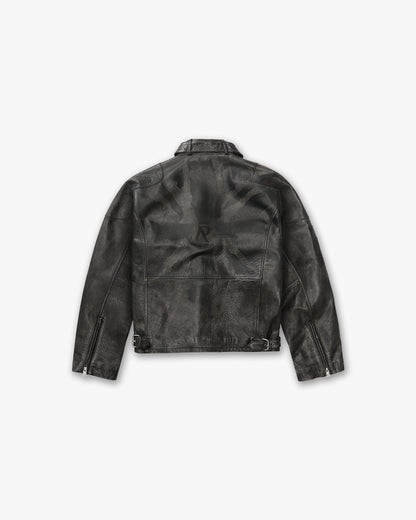 REPRESENT Flag Leather Bomber - Black