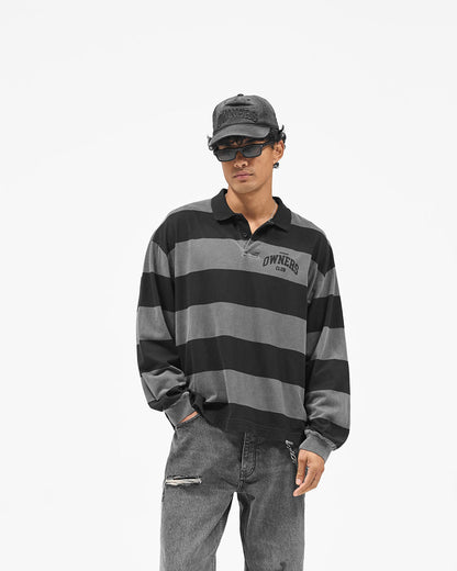 REPRESENT Represent Owners Club Rugby Stripe Top - Weathered Black
