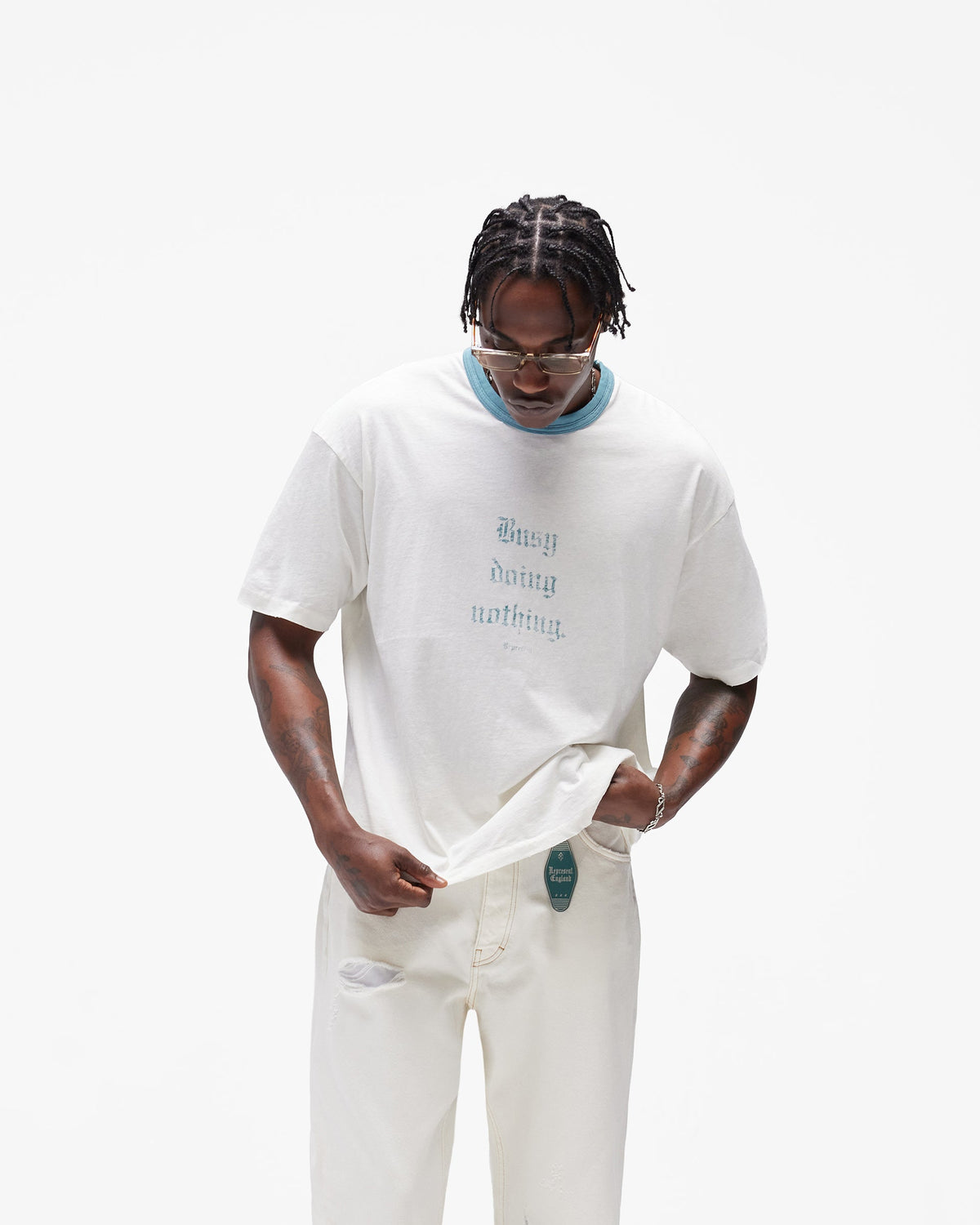 REPRESENT Busy Doing Nothing T-Shirt - Flat White