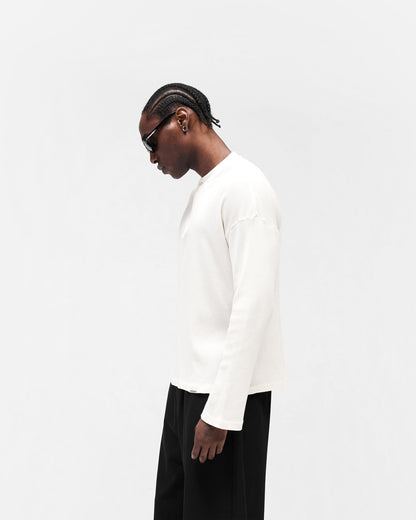 REPRESENT Initial Henley Waffle Long Sleeve T-Shirt - Flat White