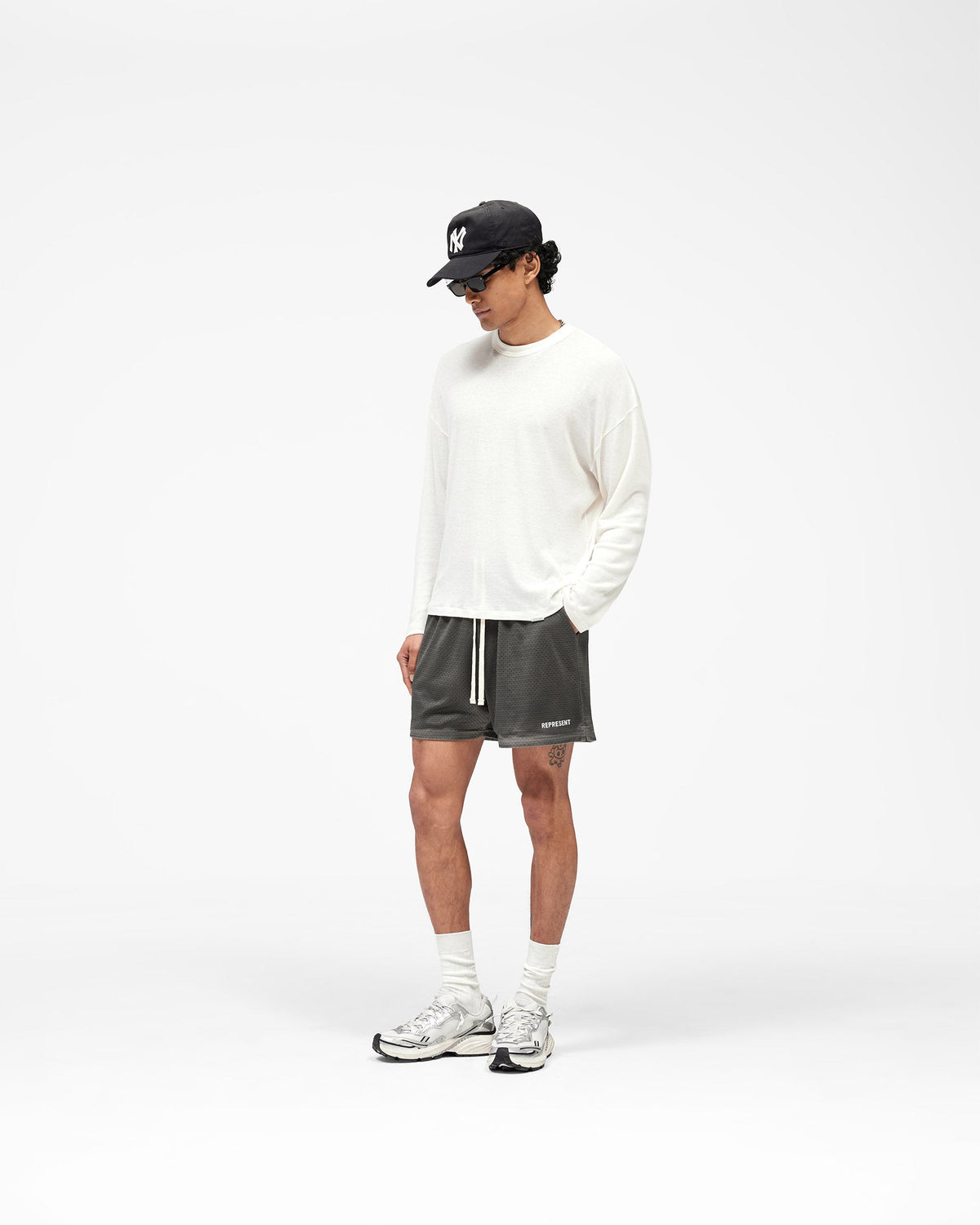 REPRESENT Washed Mesh Shorts - Vintage Grey