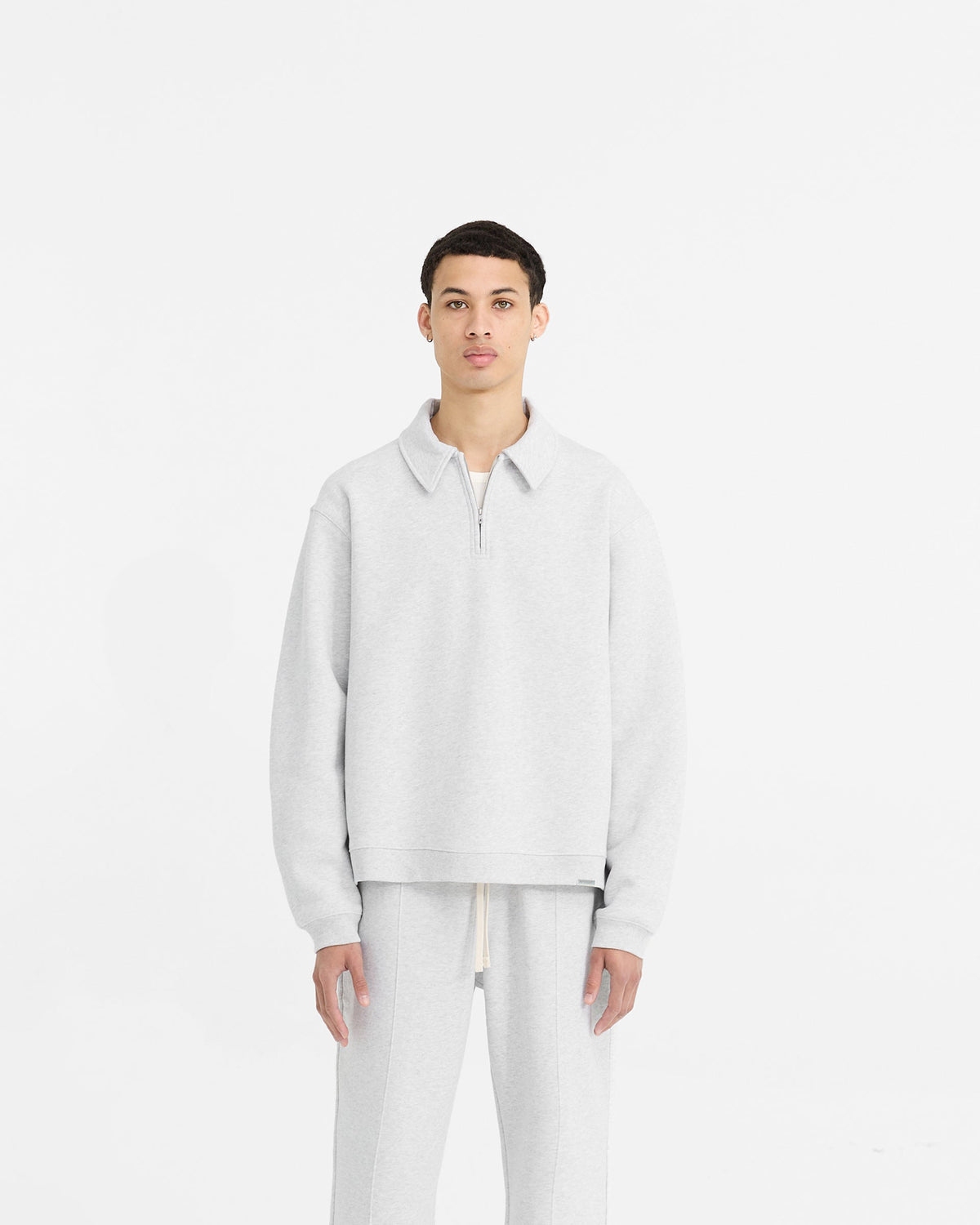 REPRESENT Initial Boxy Quarter Zip - Ice Grey Marl