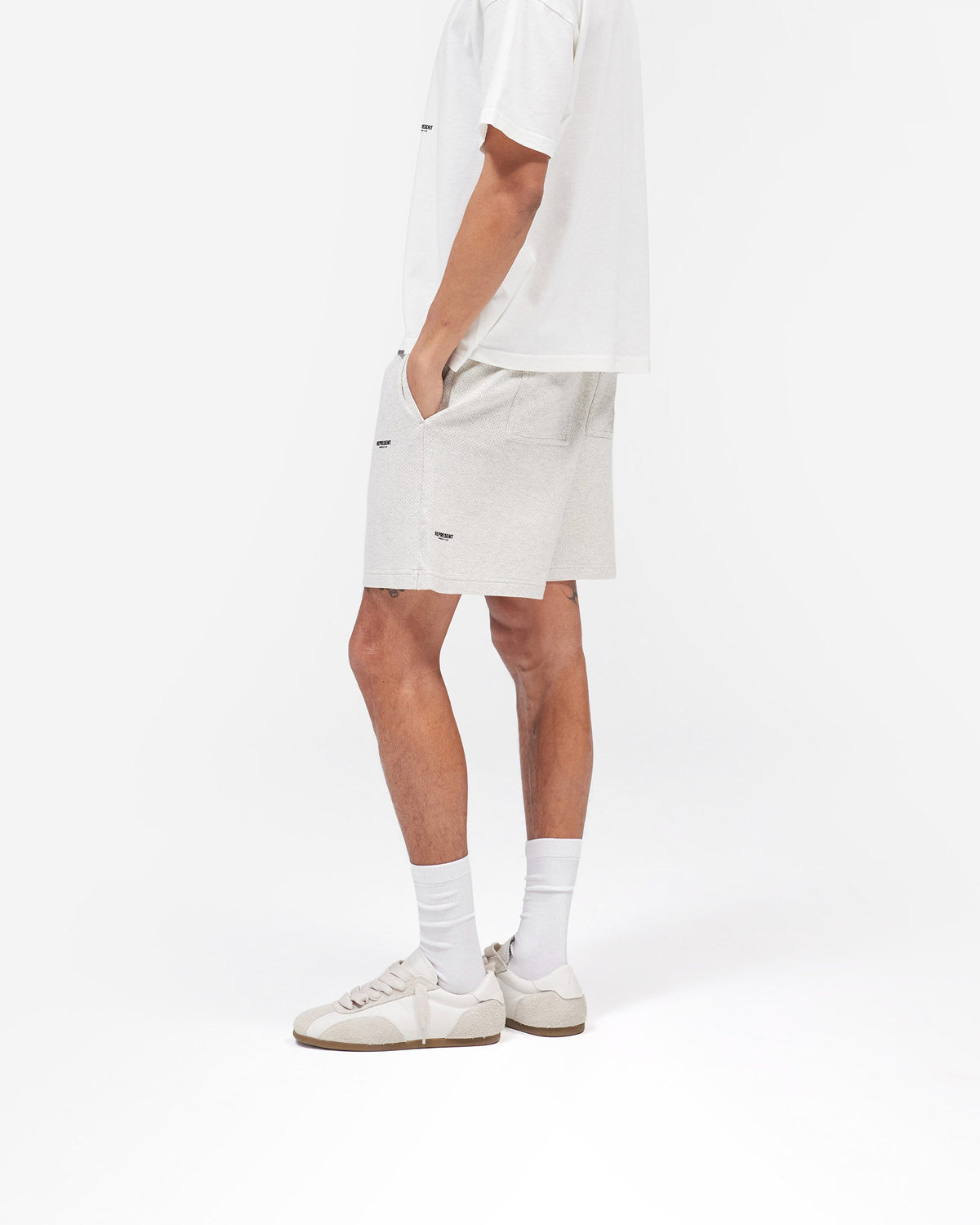 REPRESENT Micro Owners Club Mesh Shorts - Cream Marl