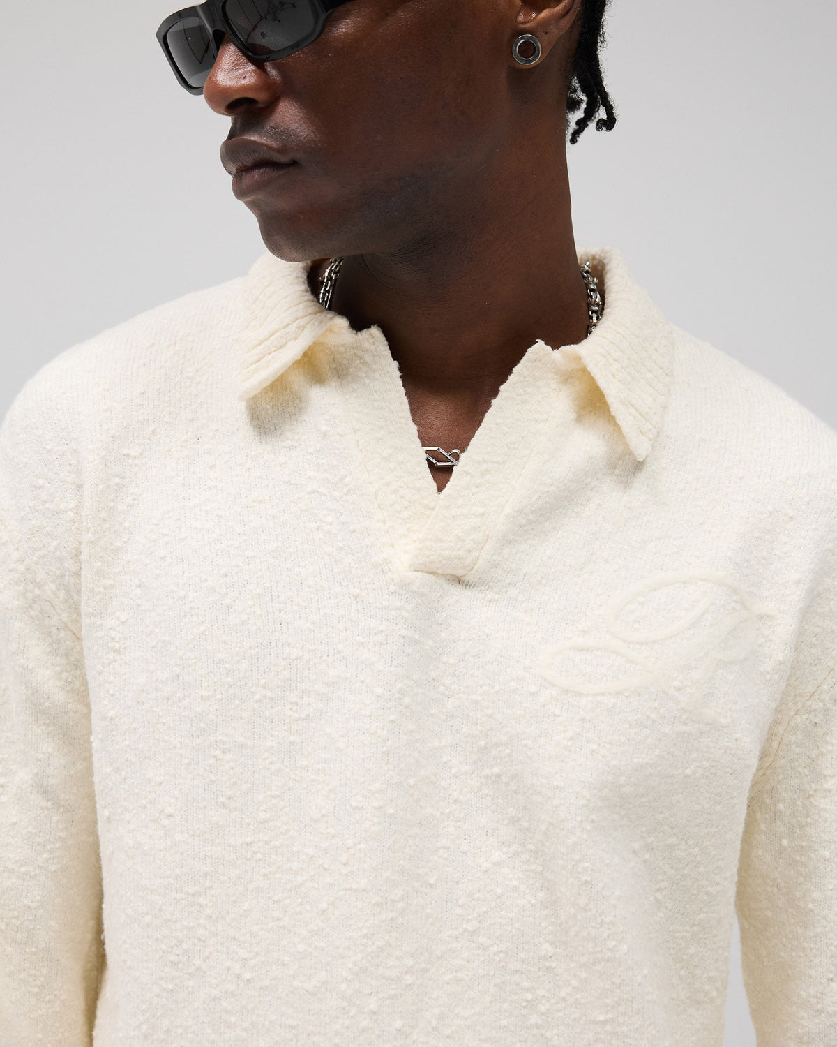 REPRESENT Knitted Polo - Aged White