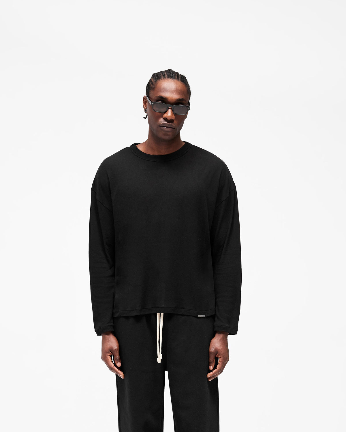 REPRESENT Initial Sheer Rib Long Sleeve T-Shirt - Jet Black